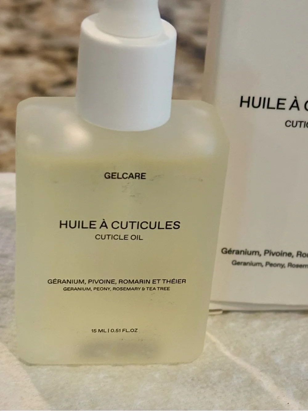 NWT GELCARE Cuticle Oil 15 mL / 0.51 fl oz Geranium Peony Rosemary Tea Tree
